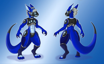 abs anthro claws collar electronics hair headphones lights machine male neon solo yokokato ze0 protogen hi_res