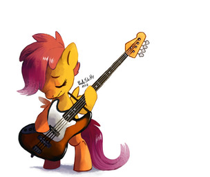 anthro bass_guitar biped eyelashes eyes_closed feathered_wings feathers female fur guitar hair musical_instrument orange_body orange_feathers orange_fur playing_guitar playing_music plucked_string_instrument purple_hair simple_background solo standing string_instrument wings young cuteskitty friendship_is_magic hasbro my_little_pony mythology scootaloo_(mlp) equid equine mammal mythological_creature mythological_equine pegasus 2012