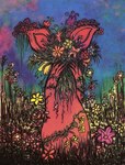 anthro colored digital_media_(artwork) flower grass hi_res hidden_face holding_flower holding_object humanoid janet_k_wallace male plant sky sniff_(moomin) solo standing the_moomins traditional_media_(artwork) watercolor_(artwork)