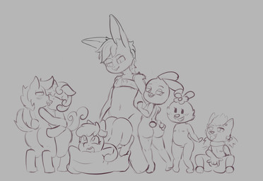 accessory adult_on_young age_difference anthro butt butt_grab collar female flower flower_in_hair from_behind_position group hair hair_accessory hand_on_butt horn kissing making_out male male/female piercing pigtails pillow plant sex unicorn_horn wings young silentxtriixs animaniacs cartoon_network friendship_is_magic hasbro hotel_transylvania my_little_pony mythology the_amazing_world_of_gumball warner_brothers anais_watterson apple_bloom_(mlp) dot_warner sammy_(triixs) scootaloo_(mlp) sweetie_belle_(mlp) winnie_werewolf_(hotel_transylvania) canid canine canis equid equine horse lagomorph leporid mammal mythological_creature mythological_equine pegasus pony rabbit wolf hi_res sketch