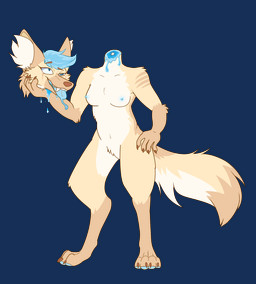 anthro blue_insides blue_mouth blue_nipples blue_tongue breasts countershade_torso countershading detachable detachable_head digitigrade female headless holding_head holding_own_head male nipples open_mouth solo teeth tongue unusual_insides vrisky8its alpha_channel hi_res