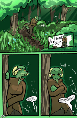 anthro clothed clothing female horn offscreen_character scar solo speech_bubble tail text yellow_eyes brradett lernie_(brradett) scalie absurd_res colored comic digital_media_(artwork) english_text hi_res
