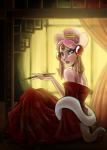 anthro cigarette clothed clothing female hair pink_hair solo cherushi isabella_(cheru) mammal mouse murid murine rodent