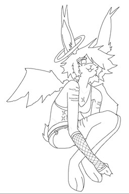 alphan_(alphan) anthro armwear bikini clothing female fishnet_armwear fishnet_clothing footprint halo looking_at_viewer markings open_mouth pawprint pawprint_(marking) scar sitting skinny solo swimwear two-piece_swimsuit wings deerwolfa angel lagomorph leporid mammal rabbit aliasing digital_media_(artwork) hi_res monochrome