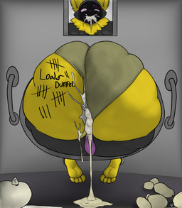 anthro balls big_butt bodily_fluids body_writing butt clothing condom cum cum_between_cheeks cum_inside cum_through filled_condom free_use genital_fluids genitals glory_hole handle_bar huge_butt leaking_cum machine male photo_background public public_exposure public_use sexual_barrier_device solo spitting_cum tally_marks underwear used_cocksleeve wall_(structure) bayushkit sockstepprotogen protogen hi_res photography_(artwork)