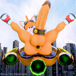 anthro balls big_balls big_butt big_penis bodily_fluids butt clothing cum easter_egg_(meta) erection femboy fur genital_fluids genitals gloves hair handwear huge_balls huge_penis humanoid_genitalia humanoid_penis hyper hyper_balls hyper_genitalia hyper_penis looking_at_viewer male multi_tail penis smile solo tail text white_body white_fur yellow_body yellow_fur kawa_the_asparagus sega sonic_the_hedgehog_(series) miles_prower canid canine canis fox mammal red_fox true_fox 1:1 3d_(artwork) absurd_res digital_media_(artwork) hi_res