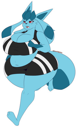 anthro athletic_wear barefoot belly big_breasts blue_body blue_fur blue_hair bottomwear bra breasts cleavage clothed clothing feet female fur gym_bottomwear gym_shorts hair huge_breasts huge_hips huge_thighs navel open_mouth overweight overweight_anthro overweight_female pants pattern_bottomwear pattern_clothing pattern_pants pattern_topwear red_eyes running shorts simple_background slightly_chubby slightly_chubby_anthro slightly_chubby_female solo sport sports_bra striped_bottomwear striped_clothing striped_pants striped_topwear stripes thick_thighs topwear underwear white_background wide_hips dewwydarts nintendo pokemon gwen_(kingretrokirby) eeveelution generation_4_pokemon glaceon pokemon_(species) 2020 hi_res