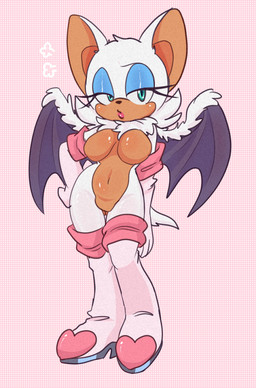 anthro armwear bat_wings blue_eyeshadow boots breasts clothing elbow_gloves eyelashes eyeshadow featureless_breasts featureless_crotch female footwear fur gloves handwear knee_boots knee_highs legwear long_eyelashes makeup medium_breasts membrane_(anatomy) membranous_wings mostly_nude shoes solo white_body white_fur wings m0n0m0nk11 sega sonic_the_hedgehog_(series) rouge_the_bat bat mammal full-length_portrait hi_res portrait