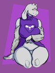 anthro belly big_breasts breasts clothed clothing female fur genitals horn looking_at_viewer mature_anthro mature_female nipple_outline pussy simple_background smile solo thick_thighs white_body white_fur wide_hipped_female wide_hips vaalgarth undertale undertale_(series) toriel boss_monster_(undertale) bovid caprine goat mammal 2021 3:4 digital_drawing_(artwork) digital_media_(artwork) hi_res portrait shaded sketch three-quarter_portrait