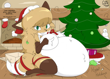 anthro belly big_belly big_breasts breast_squish breasts brown_ears christmas_clothing christmas_decorations christmas_headwear christmas_present christmas_stocking christmas_tree clothing featureless_breasts female fireplace fur gift green_eyes hair hand_on_breast hand_on_self hat headgear headwear holidays huge_belly hyper hyper_belly hyper_pregnancy kneeling kneeling_on_ground long_hair looking_at_viewer ornament plant pregnant pregnant_anthro pregnant_female ribbons santa_hat smile smiling_at_viewer snow_globe solo squish tail tail_motion tailwag tan_body tan_fur text tree conditional_dnp guzzlord420 christmas averi_(fiddleafox) canid canine fox mammal 2025 digital_drawing_(artwork) digital_media_(artwork) english_description english_text hi_res