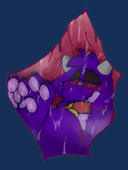 ambiguous_gender anthro blush bodily_fluids collar cross-eyed fully_inside half-closed_eyes hypnosis hypnotic_eyes inside_stomach internal mind_control narrowed_eyes organs paws raised_paw ringed_eyes saliva soft_vore solo stomach unseen_pred vore sarcobutter kett_(mochalatte) kobold scalie alpha_channel