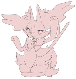 3_toes anthro arm_tuft biped blush blush_lines bow_ribbon breasts cheek_tuft chest_tuft clothed clothed_anthro clothed_female clothing dipstick_tail eyelashes facial_tuft feet female female_anthro flesh_fang fluffy front_view fully_clothed fully_clothed_anthro fully_clothed_female hip_tuft inner_ear_fluff legwear leotard looking_at_viewer markings neck_tuft object_in_tail open_mouth open_smile paw_pose pose raised_arms shoulder_tuft simple_background small_breasts smile snout solo standing stick stick_in_tail stockings tail tail_markings toes tuft white_background yakiniku628 nintendo pokemon braixen canid generation_6_pokemon mammal pokemon_(species) 2026 digital_drawing_(artwork) digital_media_(artwork) hi_res line_art monochrome portrait sketch three-quarter_portrait
