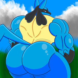 anthro back_muscles big_butt butt male muscular muscular_anthro muscular_male shaking_butt solo twerking ashenthebeast nintendo pokemon generation_4_pokemon lucario pokemon_(species) 1:1 hi_res