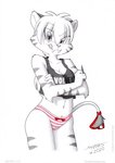 anthro bottomwear breasts clothed clothing female panties panty_shot pattern_bottomwear pattern_clothing pattern_panties pattern_underwear pose smile solo striped_bottomwear striped_clothing striped_panties striped_underwear stripes toony underwear tirashanks_(artist) nintendo pokemon volbeat_(band) tira tirashanks felid mammal pantherine pokemon_(species) prehistoric_species saber-toothed_tiger tiger pinup