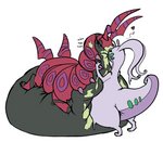 anthro belly big_belly duo female female/female feral inflation kissing overweight puffkiss tail lowkey third-party_edit nintendo pokemon arthropod generation_5_pokemon generation_6_pokemon goodra myriapod pokemon_(species) scolipede