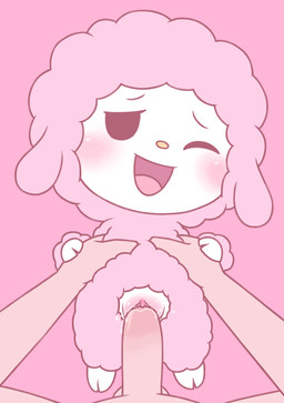age_difference anthro anthro_penetrated blush bodily_fluids duo erection female female_on_human first_person_view fur genital_fluids genitals holding_another human_on_anthro human_penetrating human_penetrating_anthro human_pov humanoid_genitalia humanoid_penis interspecies larger_human larger_male looking_at_viewer looking_pleasured male male_on_anthro male_pov nude open_mouth penetration penile penile_penetration penis pink_background pink_body pink_fur sex simple_background size_difference smaller_anthro smaller_female smaller_penetrated smile vaginal vaginal_fluids vaginal_penetration vulva young young_anthro young_female toffee_(artist) onegai_my_melody sanrio my_sweet_piano bovid caprine human mammal sheep 2025 hi_res