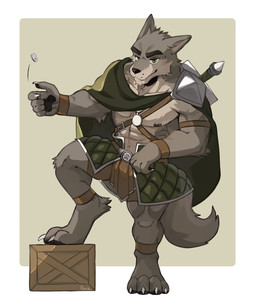 ankle_band anthro armband armor belt box cape claws clothed clothed_male clothing coin coin_flip container finger_claws fur gambeson green_cape green_clothing green_eyes grey_body grey_fur male male_anthro melee_weapon moon_pendant multicolored_body multicolored_fur pauldron simple_background solo sword sword_on_back toe_claws two_tone_body two_tone_fur weapon weapon_on_back wristband storm_ganz far_beyond_the_world_(series) ranok_(far_beyond_the_world) canid canine canis mammal wolf 2022 full-length_portrait hi_res portrait signature