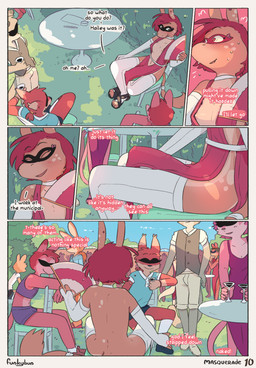 anthro beverage blush blush_lines breasts bulge casual_erection casual_nudity clothed clothed/nude clothing crowd dialogue dress erection erection_under_clothing freckled_ears freckled_face freckled_hips freckles grass group gynomorph intersex male nipple_slip nipples nude only_one_nude outside party piercing plant public public_erection public_nudity skimpy sunny tail tenting text tree conditional_dnp djannetur funkybun equid equine horse mammal comic english_text hi_res trans_(lore) trans_woman_(lore)