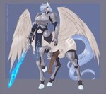 animal_genitalia animal_penis armor balls blue_fire blue_hair blue_tail boob_armor bottomwear breasts bulge clothing colored_fire equine_genitalia equine_penis fire flaming_sword genitals gynomorph hair hooves intersex loincloth medial_ring melee_weapon penis solo sword tail unconvincing_armor weapon wings wmdiscovery93 mythology aether_(aetherflame1397) equid equid_taur equine mammal mammal_taur mythological_creature mythological_equine pegasus pegasus_taur taur hi_res