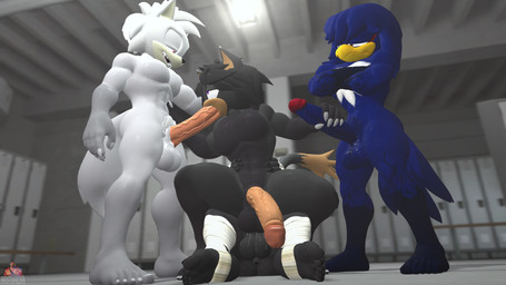 anal anal_penetration anthro anus balls beak big_penis bodily_fluids cum cum_in_ass cum_inside fellatio fellatio_while_penetrated foursome genital_fluids genitals group group_sex hand_on_hip handjob handjob_while_penetrated male male/male male_penetrated male_penetrating male_penetrating_male moan muscular muscular_anthro muscular_male oral penetration penile penis purple_eyes red_eyes sex tail armada_(artist) juicyducksfm kabalmystic_(modeler) garry's_mod sega sonic_the_hedgehog_(series) ace_(mrfrenchyjackal) adam_(juicyducksfm) fan_character garrett_(armada) thunder_(juicyducksfm) avian canid canine canis felid feline humanoid jackal mammal wolf 16:9 3d_(artwork) digital_media_(artwork) hi_res widescreen