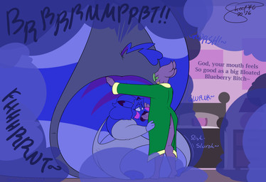 ambiguous_gender anthro bedroom blue_body blue_fart_cloud blue_fur blue_nipples blueberry_inflation clothing colorful_fart dirty_talk duo expansion eyewear fart fart_cloud fellatio female female/ambiguous fur glasses green_clothing green_eyes green_outfit green_sclera immobile inflation lip_expansion lips nipple_slip nipples onomatopoeia oral penile profanity purple_body purple_lip sex sound_effects text thong topwear torn_clothing torn_topwear underwear wardrobe_malfunction youeversheep nintendo pokemon diamond_rodriguez_(mitzapizza) mitza_the_ditto_(mitzapizza) ditto_(pokemon) generation_1_pokemon generation_3_pokemon pikachu pokemon_(species) sableye absurd_res english_text hi_res