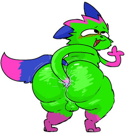 anal_fluids anthro autofisting autopenetration backsack balls big_butt blue_ears blue_tail blush bodily_fluids butt dipstick_tail fisting genitals gloves_(marking) leg_markings looking_back male male_anthro markings masturbation open_mouth penetration pink_markings rear_view shortstack shortstack_male simple_background socks_(marking) solo sparklefur standing tail tail_markings thick_thighs white_background stewnsfw don't_touch_my_pizza_(meme) nyanwolf kevin_(nyanwolf) domestic_cat felid feline felis mammal 2025 digital_media_(artwork) english_description