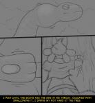 anthro egg feral object_ingestion plant swallowing_eggs text tree fidchellvore nintendo pokemon fan_character hildegard_(fidchellvore) ekans generation_1_pokemon generation_4_pokemon lucario pokemon_(species) 2019 black_and_white comic monochrome female_(lore)