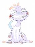 blush looking_at_viewer male multi_limb smile solo teeth doneru disney monsters_inc pixar randall_boggs monster 2013 sketch