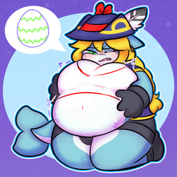 anthro belly bloated blush bodily_fluids breasts egg egg_bloating egg_inflation fat_belly female inflation navel overweight pirate pregnant slightly_chubby solo sweat sweatdrop conditional_dnp tuvandalist tribal_hunter captain_killsha aquatic fish shark 1:1 hi_res