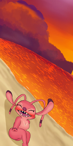 3_toes 4_fingers antennae_(anatomy) antennae_markings anthro beach big_breasts blush breasts chest_markings ear_markings featureless_breasts feet female fingers long_antennae markings one_eye_closed open_mouth open_smile pink_body purple_markings purple_nose sea smile solo sunset teeth toes water drakenfly disney lilo_and_stitch angel_(lilo_and_stitch) alien experiment_(lilo_and_stitch) absurd_res hi_res