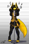 alternative_fashion black_body black_fur bottomwear clothing cosplay cyberpop femboy fur j-fashion male music singing skirt solo yellow_body yellow_fur bear213 nintendo pokemon vocaloid rayne_anisakis generation_4_pokemon lucario pokemon_(species) hi_res