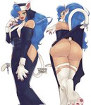 abs blue_eyes blue_hair butt exposed_ass female fur hair mooning nun nun_outfit raised_tail solo tail teasing teasing_viewer white_body white_fur wanderjegson capcom darkstalkers felicia_(darkstalkers) felid feline humanoid mammal hi_res