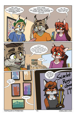 3d_background anthro award beanie black_clothing black_shirt black_tank_top black_topwear blue_clothing blue_eyes blue_shirt blue_topwear breasts brown_body brown_fur brown_spots cheek_tuft clothed clothing dialogue eyewear facial_tuft fangs female fur glasses green_beanie green_clothing green_eyes green_hat green_headwear group hair hat headgear headwear inside jewelry male markings open_mouth orange_clothing orange_shirt orange_topwear pendant photo ponytail purple_clothing purple_shirt purple_topwear red_body red_eyes red_fur shirt slim speech_bubble spots spotted_body spotted_fur tan_body tan_fur tank_top teeth text tied_hair topwear trio trophy tuft white_body white_fur yellow_eyes foxboy83 tootaloo vixen_logic bob_(vixen_logic) red_(vixen_logic) bobcat canid canine felid feline fox lynx mammal red_fox true_fox colored comic digital_media_(artwork) english_text hi_res url father_(lore) father_and_child_(lore) father_and_son_(lore) parent_(lore) parent_and_child_(lore) parent_and_son_(lore) son_(lore)