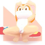 anthro balls bodily_fluids crossgender cum cum_drip dripping feet flaccid genital_fluids genitals looking_at_viewer male navel nipples nude penis simple_background solo young young_anthro spicymeat sega sonic_the_hedgehog_(series) cream_the_rabbit lagomorph leporid mammal rabbit absurd_res digital_media_(artwork) hi_res