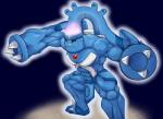2015 abs anthro anthrofied biceps big_muscles biped bronzong generation_3_pokemon generation_4_pokemon glowing hybrid male metagross muscular muscular_anthro muscular_male nintendo nude pecs pokemon pokemon_(species) pokemorph red_eyes simple_background solo standing teeth waddledox