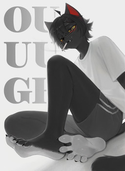 5_toes anthro barefoot black_body black_fur black_hair bottomwear cigarette cigarette_in_mouth claws clothed clothed_anthro clothed_male clothing eyewear feet fully_clothed fully_clothed_anthro fully_clothed_male fur glasses glistening glistening_feet hair humanoid_feet male male_anthro object_in_mouth plantigrade shirt shorts simple_background sitting soles solo toe_claws toes topwear wearing_glasses white_background kinneru kiru_(kinneru) domestic_cat felid feline felis mammal hi_res