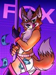 anthro butt clothing dancing fur gloves green_eyes hair handwear jockstrap legwear looking_at_viewer male melee_weapon money money_in_underwear nude orange_body orange_fur orange_tail pole pole_dancing polearm purple_background simple_background smile solo stripper stripper_clothes stripper_pole tail tongue underwear weapon dasoka tokuya nintendo star_fox fox_mccloud canid canine fox mammal 2020 3:4 absurd_res digital_media_(artwork) hi_res