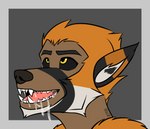 anthro black_sclera bodily_fluids drooling fur looking_pleasured male mid_transformation multicolored_body multicolored_fur saliva saliva_string solo transformation two_tone_body two_tone_fur zerostorm canid canine fox humanoid mammal werecreature absurd_res hi_res