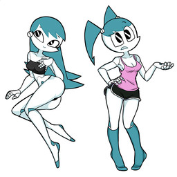 5_fingers barefoot blue_hair bottomwear breasts cleavage clothed clothing feet female fingers hair hand_on_hip long_hair lying machine midriff navel not_furry on_side panties pose rear_view shorts side_boob simple_background smile solo underwear white_background white_body white_skin flowerpigeon73 my_life_as_a_teenage_robot nickelodeon jenny_wakeman android humanoid robot robot_humanoid 1:1 2018 hi_res