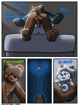 anthro anus balls bed blue_eyes breasts brown_body butt cheating_girlfriend condom dialogue duo female foreskin furniture genitals hair hair_over_eyes infidelity internal male male/female nipples nude on_bed penetration penile penile_penetration penis penis_in_vagina sexual_barrier_device text uterus vaginal vaginal_penetration vulva connorsconnor no_nut_november barley_(connorsconnor) conley bear hybrid mammal 3:4 comic english_text hi_res meme