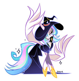 bone clothed clothing costume dress eyelashes feathered_wings feathers female feral fur hair halloween_costume hat headgear headwear holidays horn looking_at_viewer magic_user multicolored_hair simple_background smile solo tail unicorn_horn white_background wings witch witch_costume witch_hat akada friendship_is_magic halloween hasbro my_little_pony my_little_pony:_magic_princess mythology nightmare_night_celestia princess_celestia_(mlp) equid equine mammal mythological_creature mythological_equine winged_unicorn digital_media_(artwork) hi_res