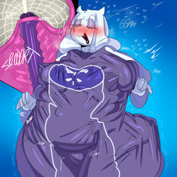 anthro belly belly_inflation blush bodily_fluids breasts cervical_contact cervical_penetration cervix clothing cum cum_in_uterus cum_in_vagina cum_inflation cum_inside cutaway duo ejaculation female female_penetrated floppy_ears genital_fluids hand_on_belly hand_on_breast heart_symbol horn imprint inflation inside_clothing internal internal_vaginal intersex male male/female male_penetrating male_penetrating_female multi_arm multi_limb navel nipple_outline one_eye_closed onomatopoeia open_mouth outie_navel penetration penile penile_penetration penis_in_vagina saliva saliva_string sex sex_under_clothing sharing_clothing sound_effects text unusual_bodily_fluids unusual_cum unusual_genital_fluids uterus vaginal vaginal_penetration white_body tayronnebr undertale undertale_(series) muffet toriel boss_monster_(undertale) bovid caprine goat mammal 1:1 absurd_res digital_media_(artwork) english_text hi_res