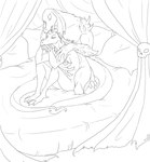 anthro bed duo furniture hair male male/male muscular muscular_male nipples nude pillow truemagiclies disney star_vs._the_forces_of_evil rasticore_(svtfoe) toffee_(svtfoe) lizard reptile scalie hi_res monochrome