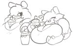4_arms :3 antennae_(anatomy) anthro between_breasts beverage big_breasts black_sclera blush blush_lines breasts bubble_tea clothed clothing drinking eyebrows eyelashes eyes_closed female front_view hair hand_on_breast heart_symbol holding_breast holding_object huge_breasts looking_at_object multi_arm multi_limb non-mammal_breasts one_eye_obstructed simple_background solo three-quarter_view topwear white_background white_slime_(artist) mina_(angelpurrverton) arthropod bee hymenopteran insect 2024 digital_drawing_(artwork) digital_media_(artwork) greyscale hi_res monochrome