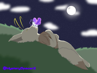 duo evening feral grass male moon plant sleeping maximilianofox nintendo pokemon canid canine eevee eeveelution fox generation_1_pokemon generation_6_pokemon mammal pokemon_(species) sylveon 4:3 hi_res