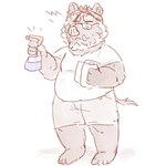 anthro beard belly blush bottle bottomwear chibi cleaning_tool clothing container eyewear facial_hair glasses holding_object kerchief looking_aside male overweight overweight_male paper_towel scar shirt shorts simple_background solo spray_bottle standing tail tail_tuft topwear tuft tusks white_background yogurtmoosart sihai's_legacy jehu_(sihai's_legacy) mammal suid suine sus_(pig) wild_boar 1:1 2019 full-length_portrait hi_res portrait