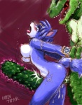 abdominal_bulge anthro anthro_on_anthro arm_grab arm_pull blue_body blue_fur blue_hair blush bodily_fluids breasts canid canine crying digital_media_(artwork) duo erection female female_anthro female_penetrated female_raped forced fox from_behind_position fur general_scales genital_torture genitals green_body green_penis green_scales hair internal interspecies krystal_(star_fox) male male/female male_anthro male_penetrating male_penetrating_female male_rape male_raping_female mammal nintendo nipples nude oekaki open_mouth penetration penile penile_penetration penile_spines penis penis_in_pussy prison_guard_position pussy_torture raised_tail rape reptile scales scalie sex sharpclaw_(star_fox) short_story standing star_fox story story_in_description tail tears tongue vaginal vaginal_penetration vixen_tamer white_body white_fur