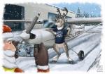 aircraft airplane anthro bottomless cellphone christmas clothed clothing conditional_dnp deer duo electronics eyes_closed holidays human mammal new_world_deer phone reindeer santa_claus smile snow snowing tani_da_real vehicle