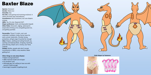 3_toes 5_fingers abstract_background anthro back_wings blue_background blue_body blue_countershading blue_eyes blue_membrane blue_skin blue_wings claws cloth_diaper clothed clothing countershade_body countershade_scales countershade_skin countershade_tail countershade_torso countershade_wings countershading cute_fangs diaper diaper_fastener diaper_fetish diaper_only dragon_tail eyebrow_ridge fangs fastener feet finger_claws fingers fire flaming_tail front_view furgonomic_diaper furgonomics glistening glistening_eyes gradient_background head_horn horn humanoid_hands male membrane_(anatomy) membranous_wings multicolored_body multicolored_scales multicolored_skin multicolored_tail multicolored_wings orange_arms orange_body orange_face orange_feet orange_hands orange_horn orange_legs orange_membrane orange_scales orange_skin orange_snout orange_wings pink_diaper_fastener pink_fastener pokemorph rear_view scales scaly_tail side_view simple_background solo tail tan_body tan_countershading tan_diaper tan_scales tan_torso tan_underbelly teeth text toe_claws toes topless ventral_scales wearing_diaper white_claws white_fangs white_finger_claws white_toe_claws wing_horns wings cyberdiaperman mythology nintendo pokemon baxter_blaze fan_character charizard dragon generation_1_pokemon mythological_creature mythological_scalie pokemon_(species) reptile scalie absurd_res colored digital_drawing_(artwork) digital_media_(artwork) english_text hi_res model_sheet