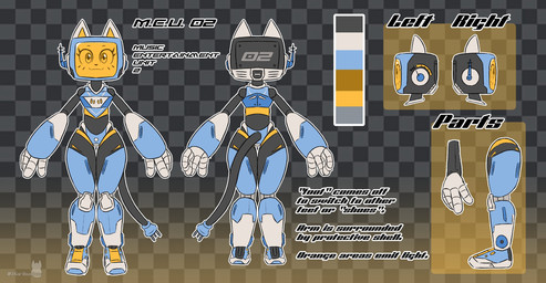 antenna_wire anthro clothing display_face electrical_plug_tail female footwear machine paws shoes simple_background solo text ikaribunbun m.e.u_02 felid feline humanoid mammal robot english_text hi_res model_sheet